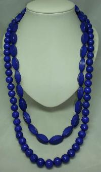 Chunky 1950s Style 2 Row Purple Lucite Bead Necklace 