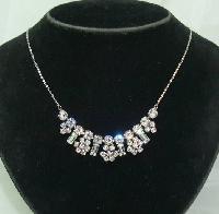 Vintage 50s Sparkling Diamante Paste Flower Drop Necklace on Chain Pretty