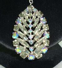 Vintage 50s Large Sparkling AB Diamante Teardrop Pendant Necklace