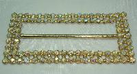 £12.00 - Vintage 50s Fab Large 2 Row AB Diamante Gold Buckle WOW