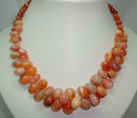 Vintage 50s Carnelian Smooth Bead Garland Drop Necklace