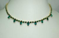 Vintage 50s Quality Green Diamante Drop Necklace 