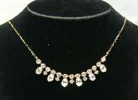 Vintage 30s Paste Diamante Drop Necklace on Gold Chain