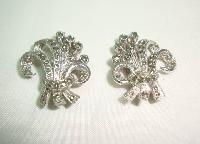 1950s SPHINX Marcasite Floral Bouquet Clip On Earrings