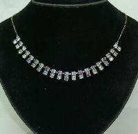 £16.00 - Vintage 30s Sparkling Double Row AB Rhinestone Diamante Necklace