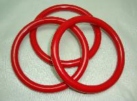 £22.00 - Vintage 70s Funky Set of Three Cherry Red Plastic Bangles Fun and Fab!