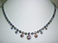 £42.00 - Vintage 30s Stunning Iris Glass Rainbow Diamante Drop Necklace Sparkly