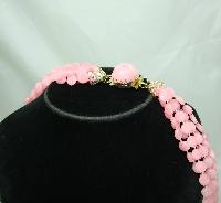 Vintage 50s Fab 6 Row Graduating Pink Lucite Bead Necklace Great Clasp