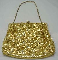 £27.00 - Vintage 1950s Fabulous Gold Bead Evening Purse Handbag