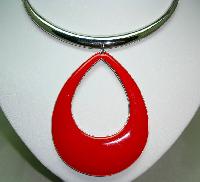 £28.00 - Stunning Contemporary Red Enamel Silver Statement Collar Necklace Wow!