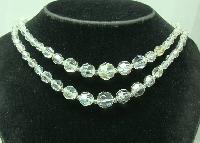 Vintage 50s Fab 2 Row AB Crystal Glass Bead Necklace