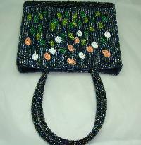1950s Style Pretty Beaded Flower Evening Handbag WOW!