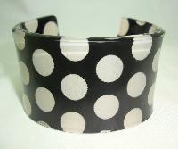 £16.00 - Quirky Black and Clear Spotty Acrylic Lucite Cuff Bangle Super Cute!