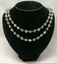 Vintage 50s Amazing 2 Row AB Coated Crystal Glass Bead Necklace