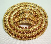 £27.00 - Vintage 50s Fabulous Large Domed Oval Citrine Diamante Goldtone Brooch