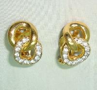 80s Stunning Chain Link Style Diamante Goldtone Clip On Earrings