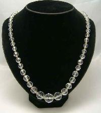 Vintage 50s Fab Quality Crystal Glass Bead Necklace Diamante Clasp