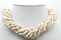 £60.00 - Vintage 60s Convertible Ten Row White Pukka Shell Chip Necklace Fab Clasp!
