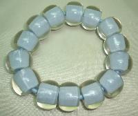 £19.00 - Unusual and Quirky Chunky Blue and Clear Lucite Bead Stretch Bracelet