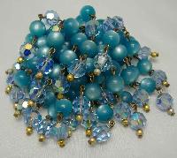 £24.00 - Vintage 50s Blue AB Crystal Glass Moonglow Bead Drop Tassel Brooch