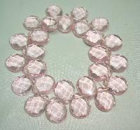Beautiful Pink Faceted Crystal Glass Briolette Bead Stretch Bracelet 