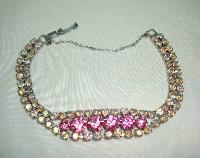 Vintage 50s 2 Row Sparkling Pink & AB Diamante Bracelet Signed!