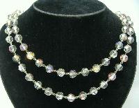 Vintage 50s Amazing 2 Row AB Coated Crystal Glass Bead Necklace
