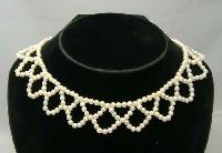 £14.00 - 1950s Faux Pearl Bead Scallop Drop Choker Necklace 