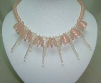 Vintage 70s Contemporary Pretty Pink Lucite Circles Drop Bead Necklace