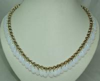 Vintage 80s Signed Rochelle Opaline Glass Drop Bead 18ct gp Necklace 