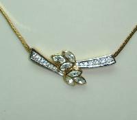 1950s Attwood & Sawyer Diamante Floral Gold Necklace