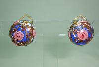 1930s Blue Pink and Gold Venetian Glass Wedding Cake Clip on Earrings