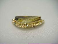 Vintage 50s Agate Glass AB Diamante Modernist Brooch