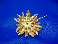 Vintage 60s Signed Sarah Cov Fabulous Gold Amber Glass Flower Brooch 