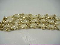 Vintage 80s Fab MIKEY Wide Gold Chain Cuff Bracelet 