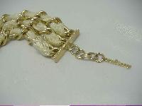 Vintage 80s Fab MIKEY Wide Gold Chain Cuff Bracelet 