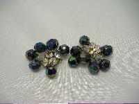 Vintage 50s Crystal Glass AB Drop Clip On Earrings WOW