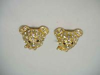 Vintage 80sTeddy Bear Head Diamante Clip On Earrings