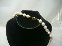 Vintage 50s Chunky Gold White Faux Pearl Bead Necklace