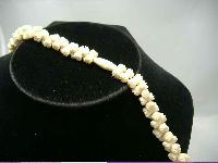 Stunning Antique Victorian Carved Bone Flower Bead Necklace WOW