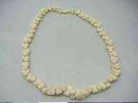 Stunning Antique Victorian Carved Bone Flower Bead Necklace WOW