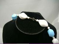 Vintage 50s Blue & White Chunky Twist Bead Necklace WOW