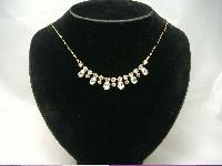 Vintage 30s Paste Diamante Drop Necklace on Gold Chain