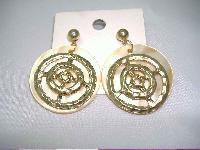 Vintage 50s Style Large MOP & Gold Disk Earrings NEW!