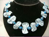 1930s Bespoke Blue Wedding Cake Glass Bead Necklace 