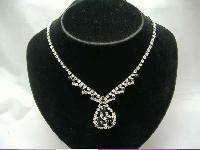 Vintage 50s Diamante Pendant Drop Choker Necklace WOW