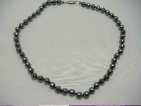 Vintage 50s Real Hematite Hand Knotted Bead Necklace
