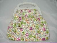 1950s Pink Orange Flower Lucite Bead White Handbag