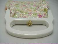1950s Pink Orange Flower Lucite Bead White Handbag