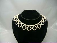 1950s Faux Pearl Bead Scallop Drop Choker Necklace 